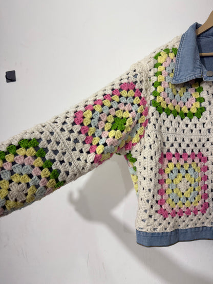 Reversible Denim Crochet Jacket