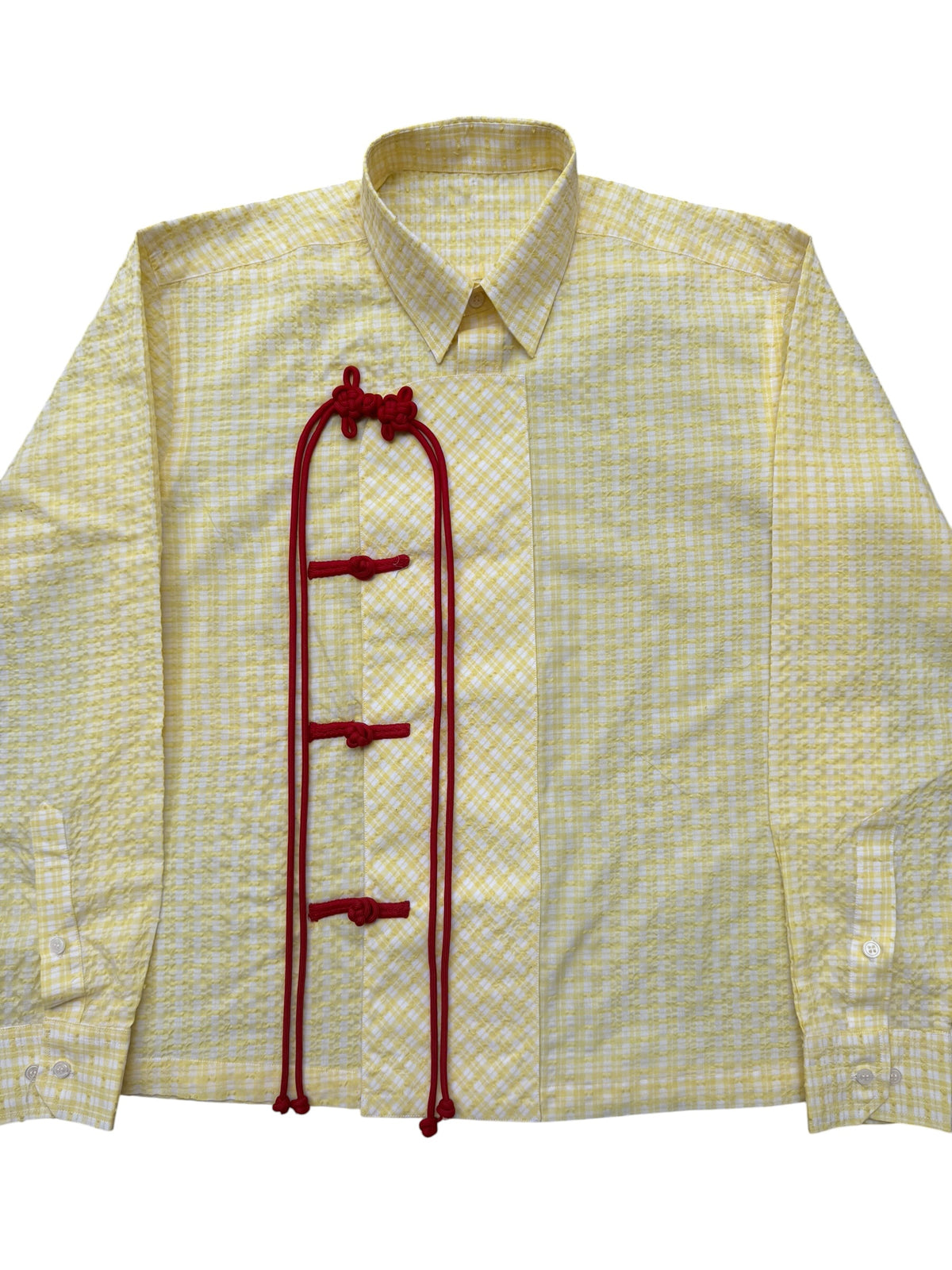 Cheongsam yellow check100% Cotton Shirt