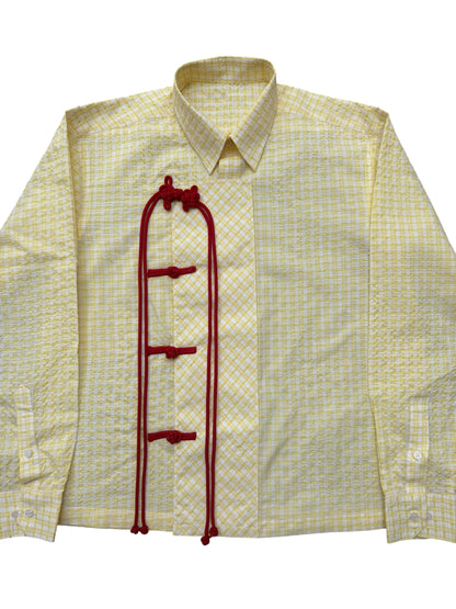 Cheongsam yellow check100% Cotton Shirt