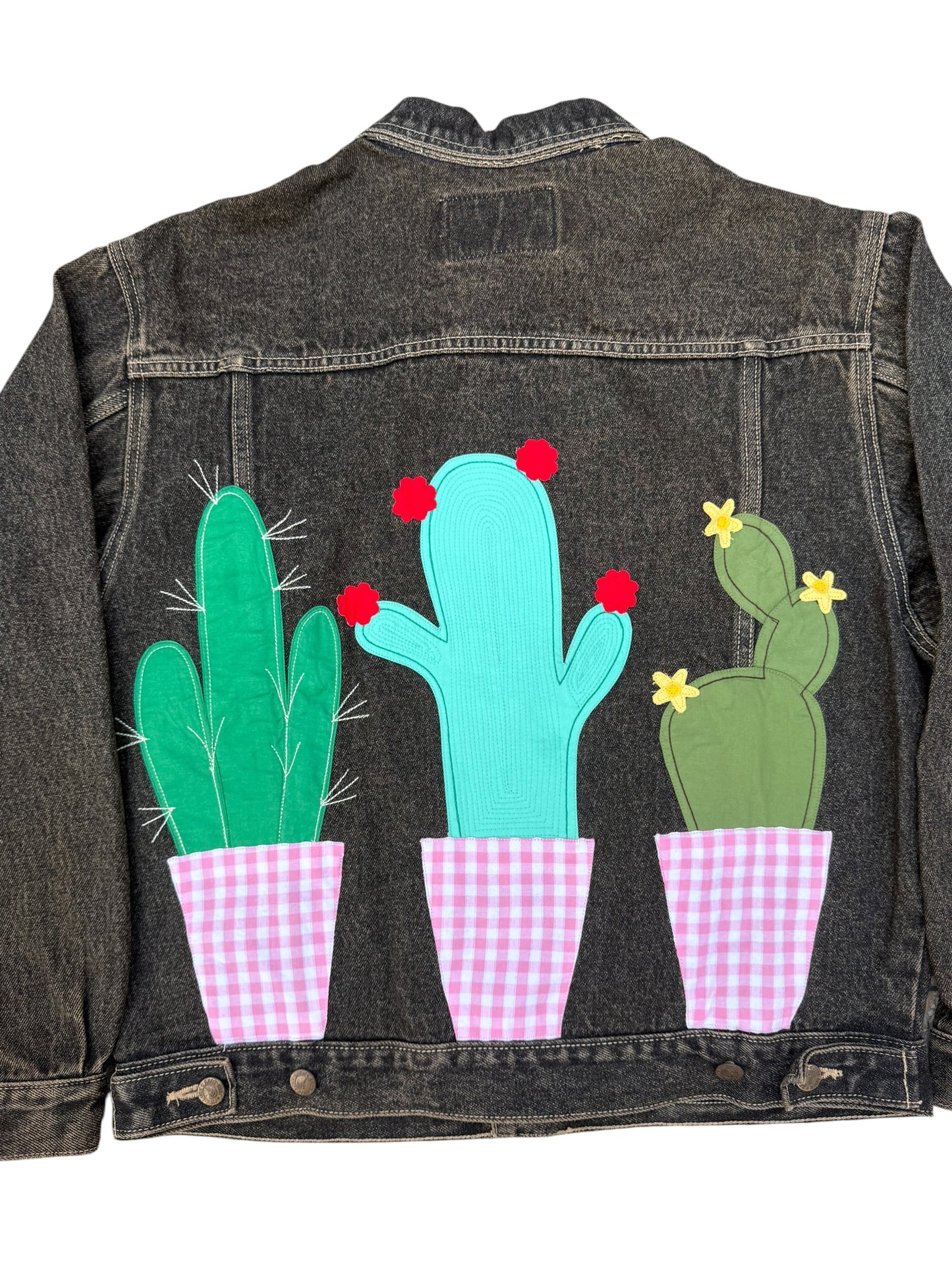 Upcycled Cactus Patch Denim Jacket