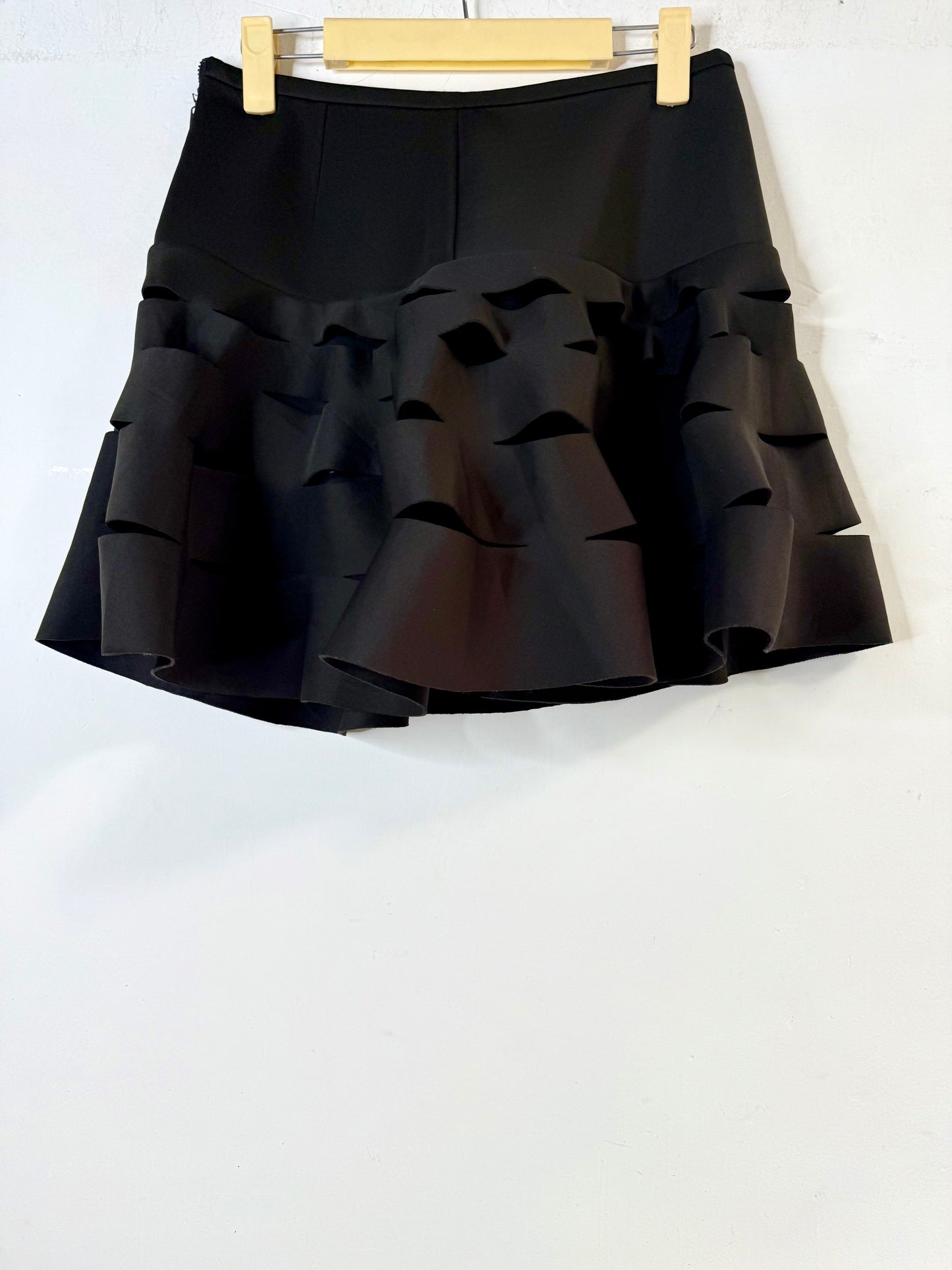 Black cut work mini skirt