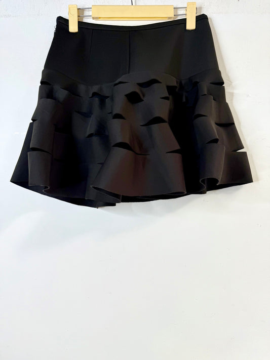 Black cut work mini skirt