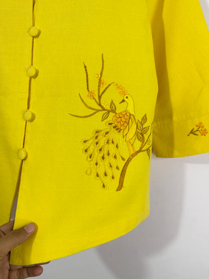 Yellow Embroidered vintage Jacket