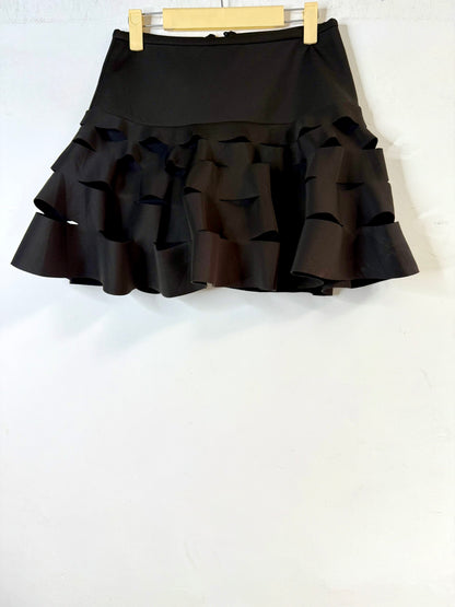 Black cut work mini skirt