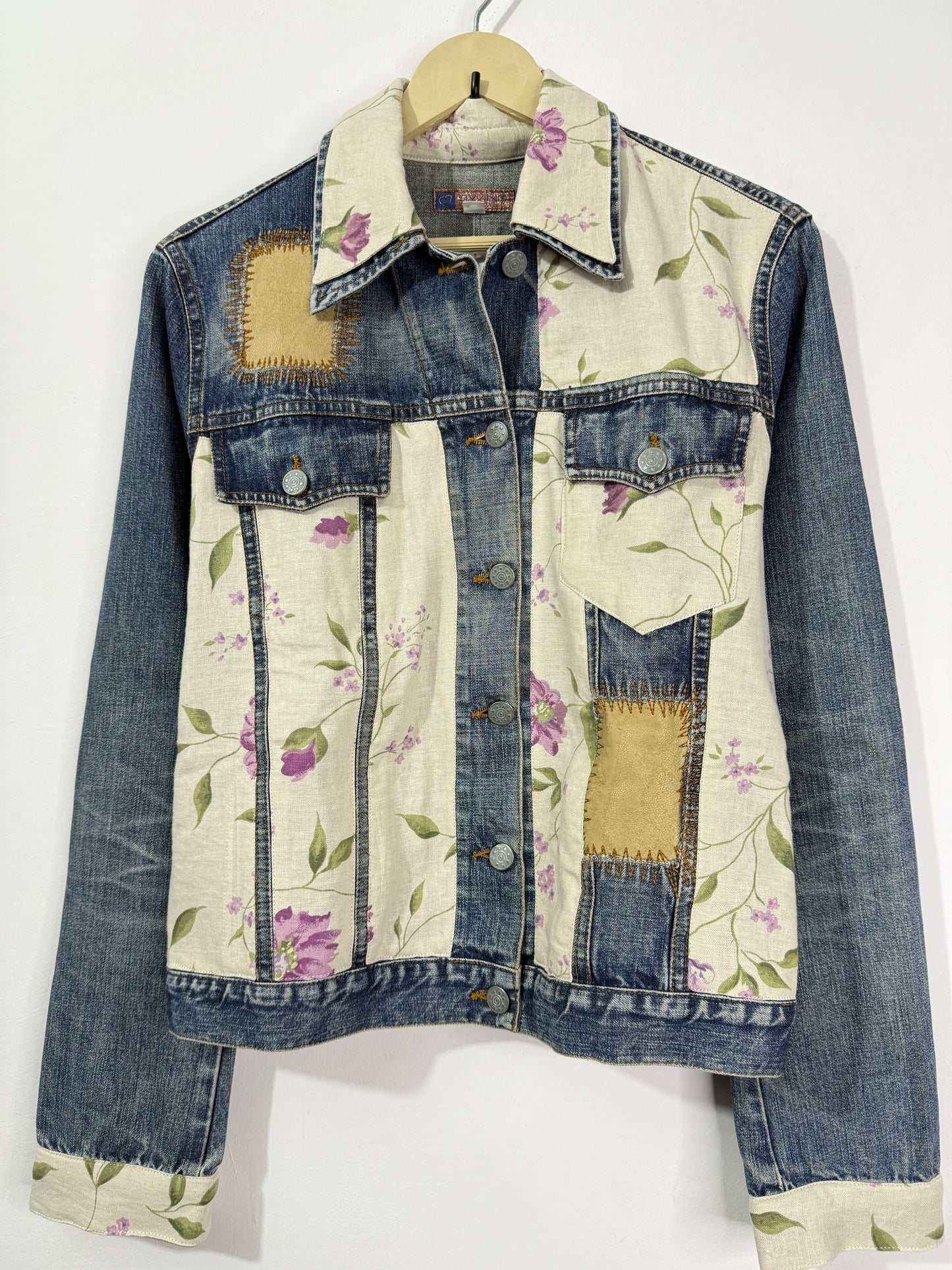 Customised silk patch Denim Jacket