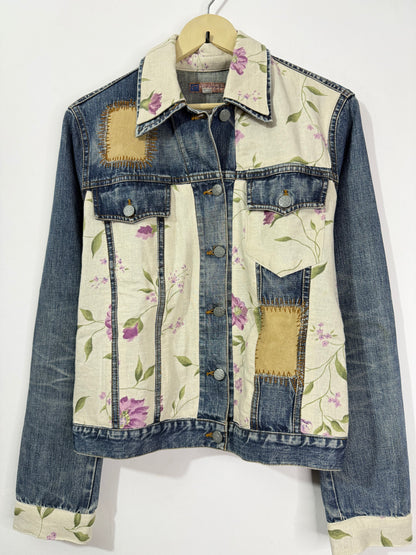 Customised silk patch Denim Jacket