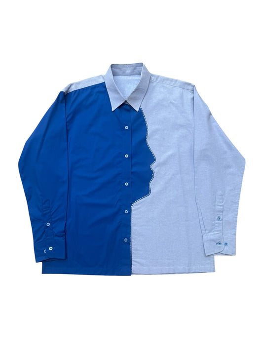 Blue Divided 100% Cotton Shirt