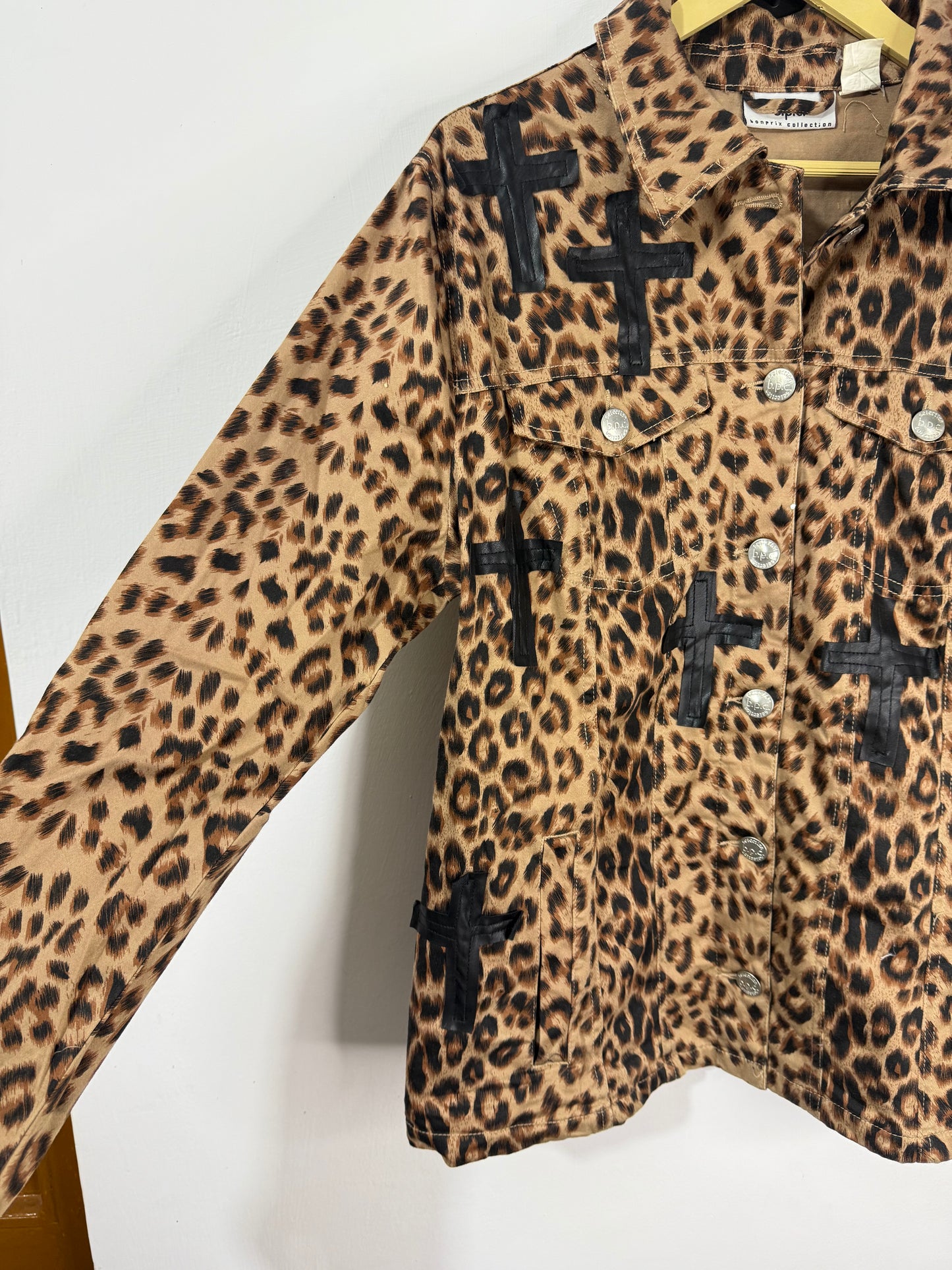 Customised velvet cross patch Denim Jacket