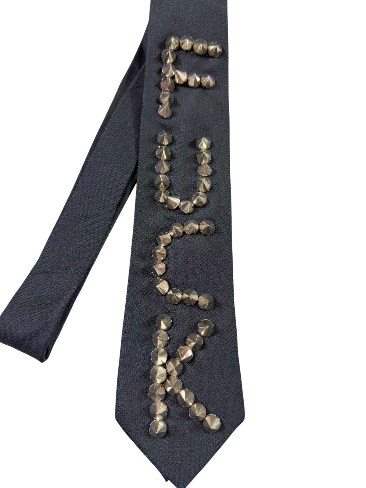 Silver stud  button Handmade Vintage Silk Tie