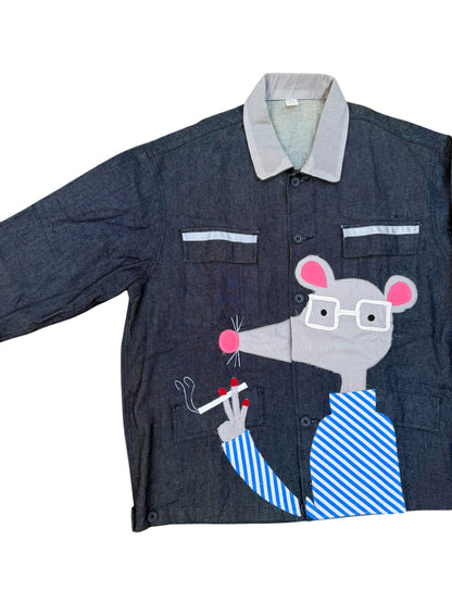 Upcycled Mouse Patch Denim Jacket