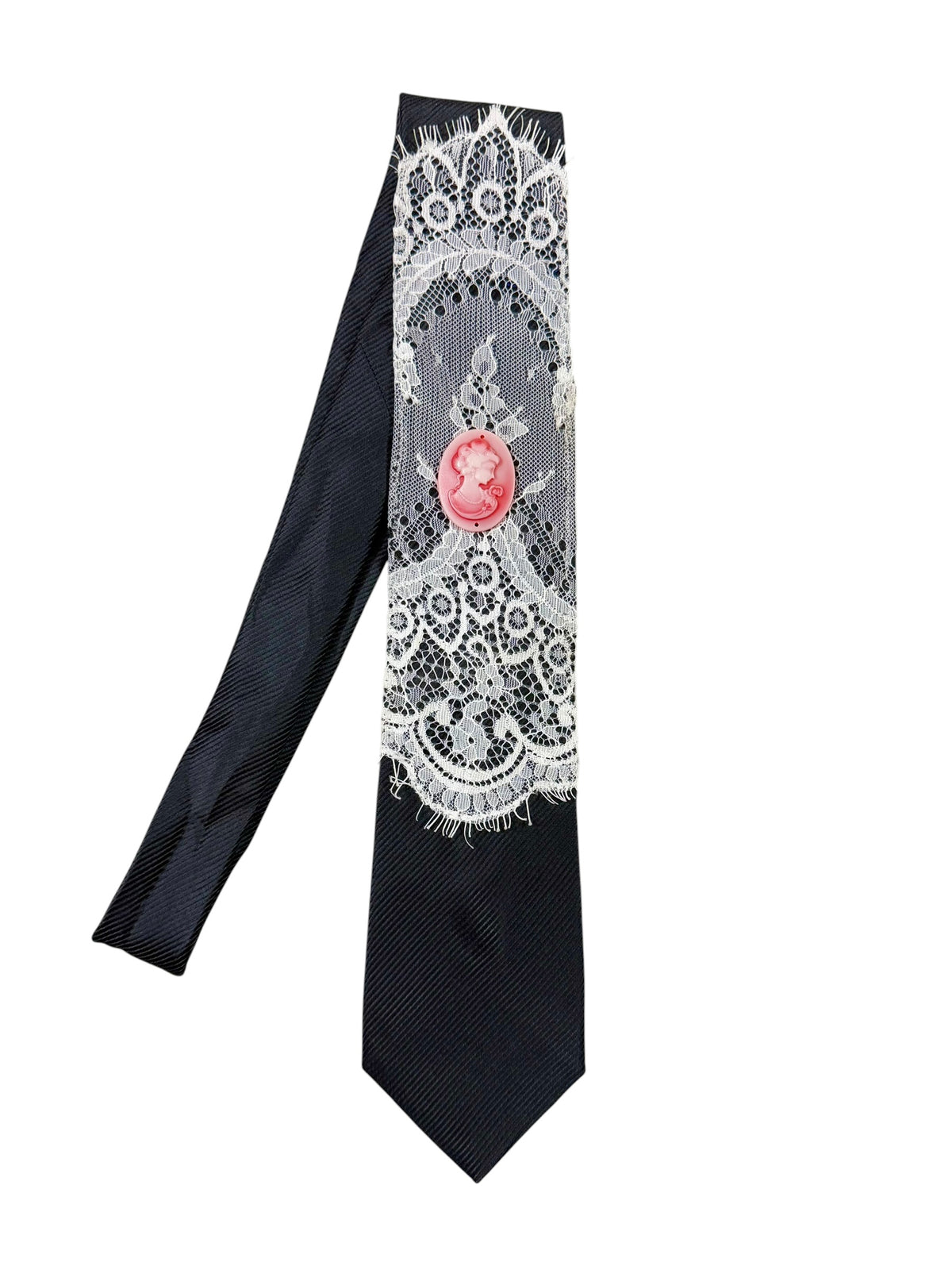 White lace  Handmade Vintage Silk Tie