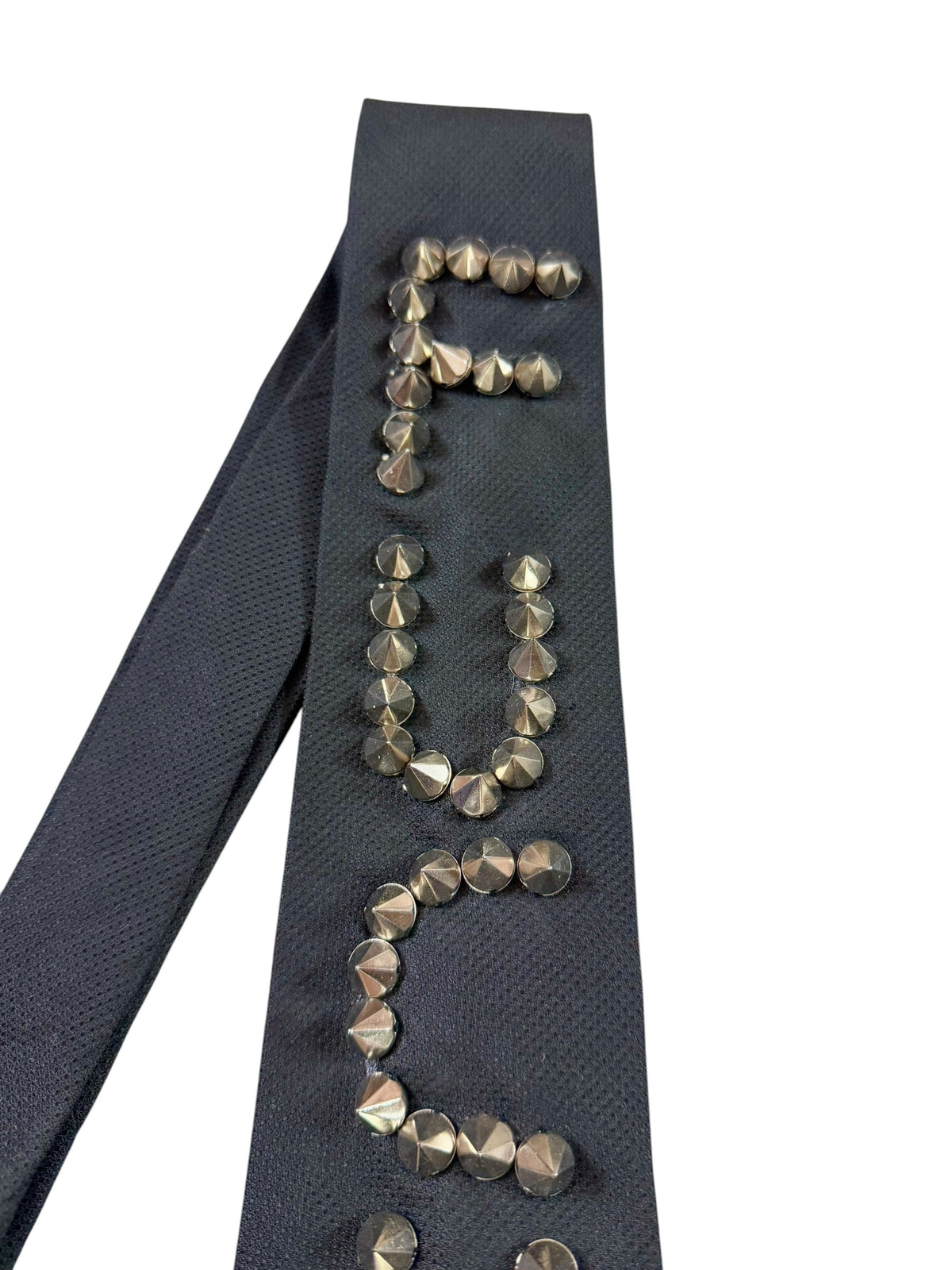 Silver stud  button Handmade Vintage Silk Tie
