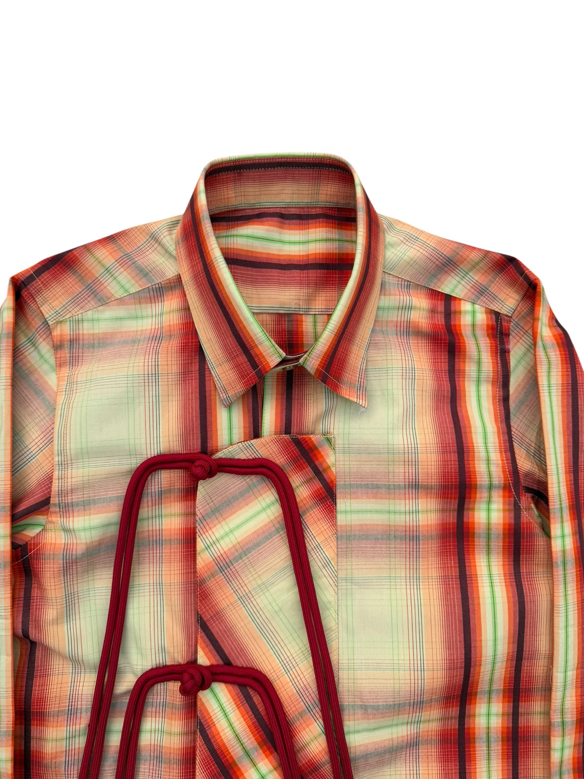 Cheongsam Orange Check 100% Cotton Shirt