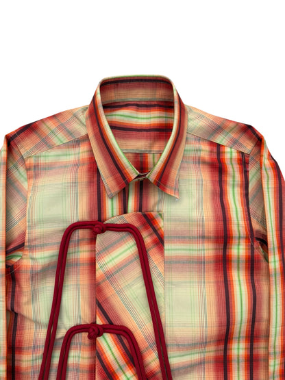Cheongsam Orange Check 100% Cotton Shirt