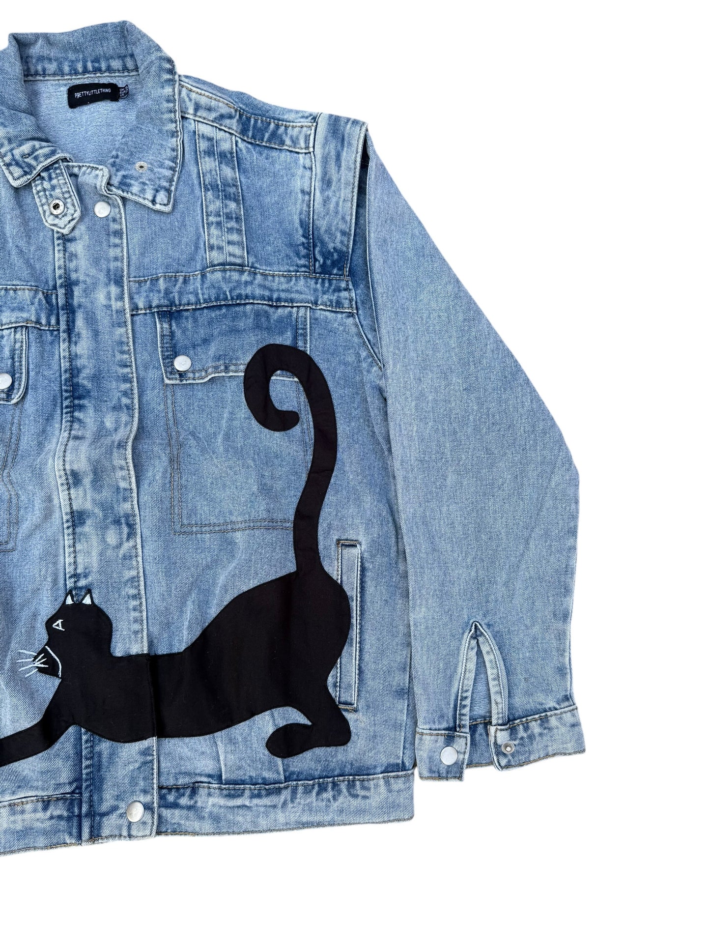 Upcycled Cat Patch Denim Jacket