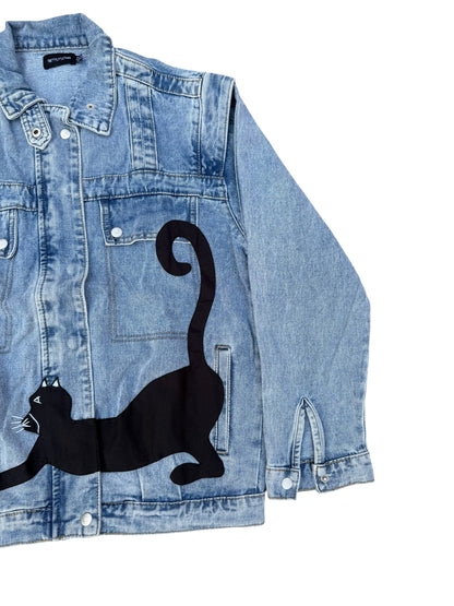 Upcycled Cat Patch Denim Jacket