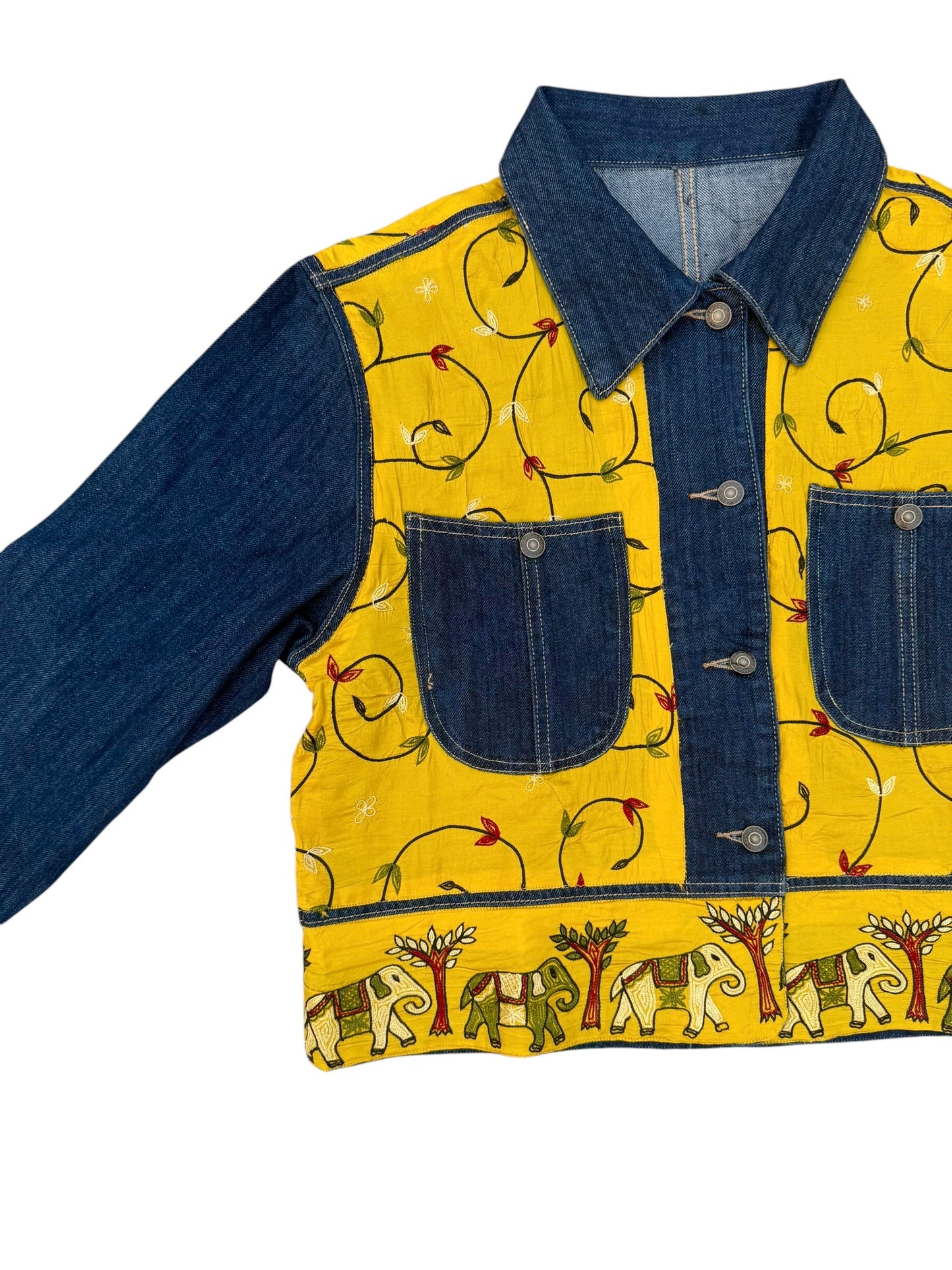Upcycled Kantha Saree Denim Jacket