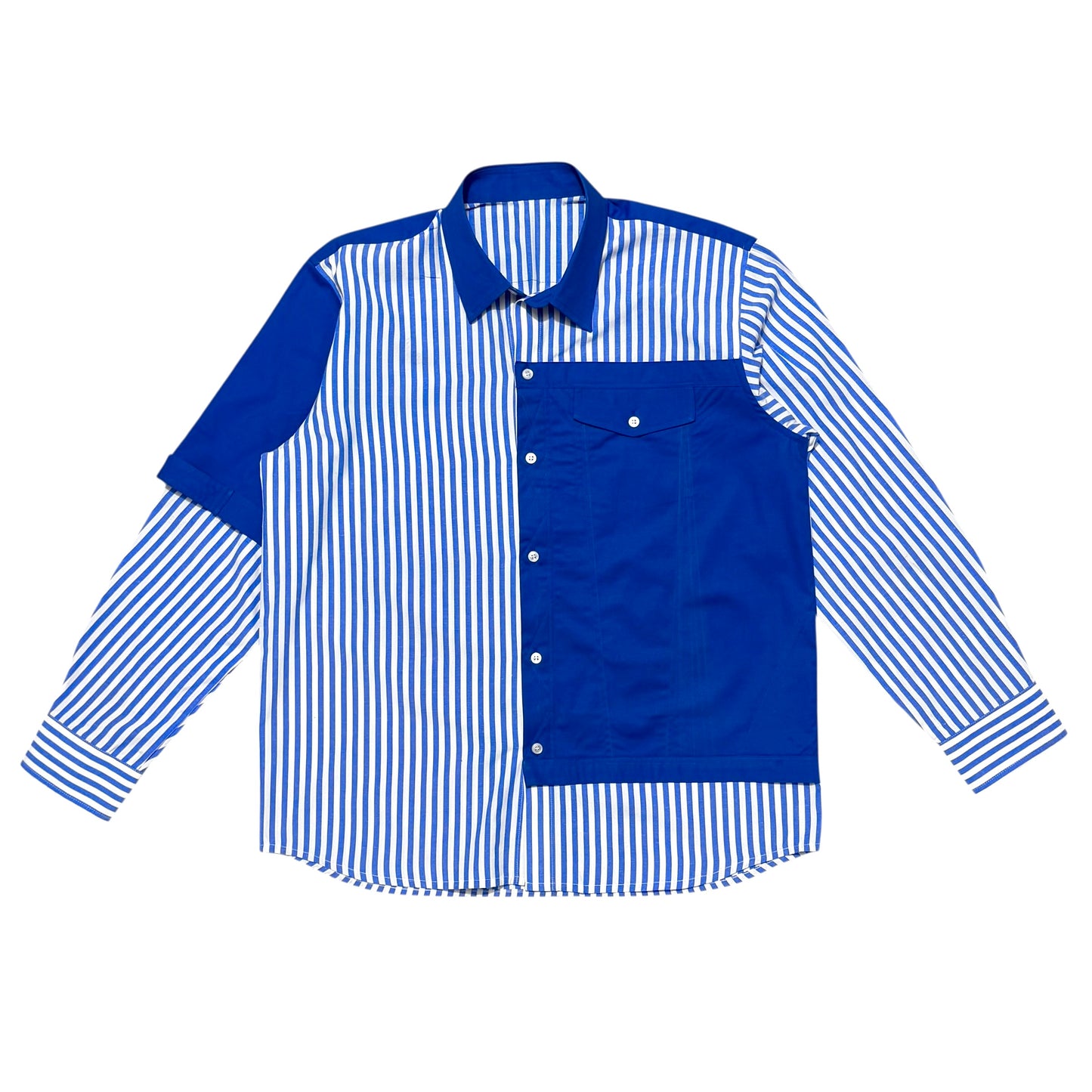 Blue Divided Cotton Shirt