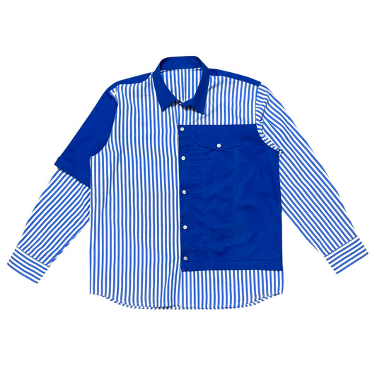 Blue Divided Cotton Shirt