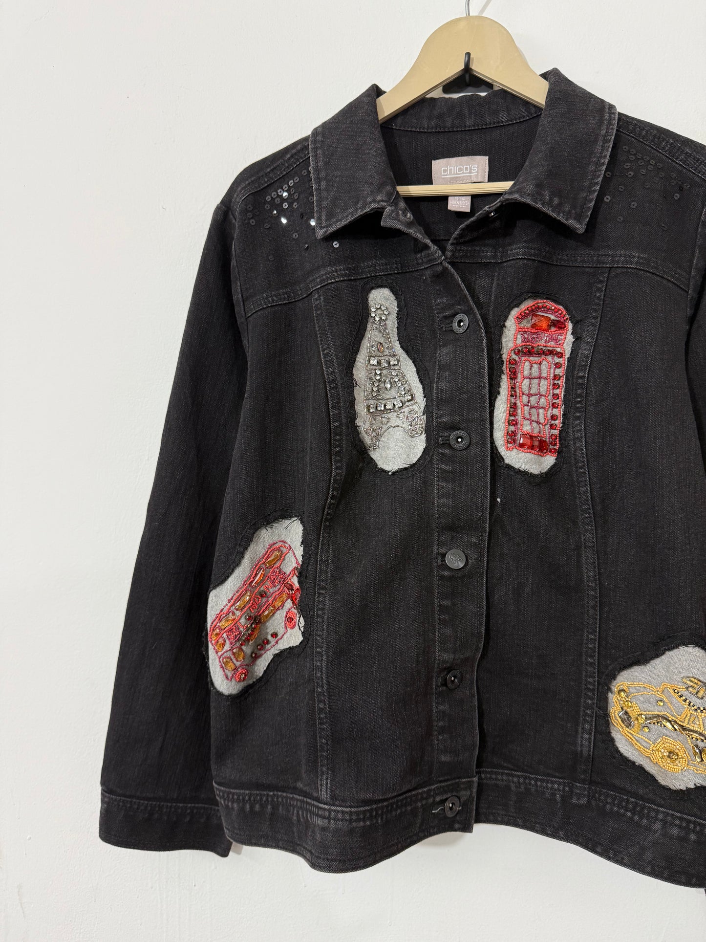 Customised Embroidered Woollen patch Denim Jacket
