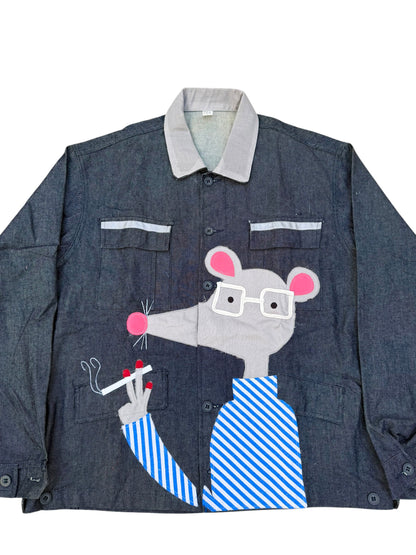 Upcycled Mouse Patch Denim Jacket