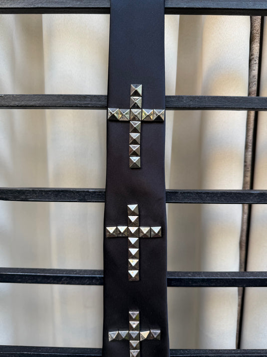 Cross Studs Handmade Vintage Silk Tie