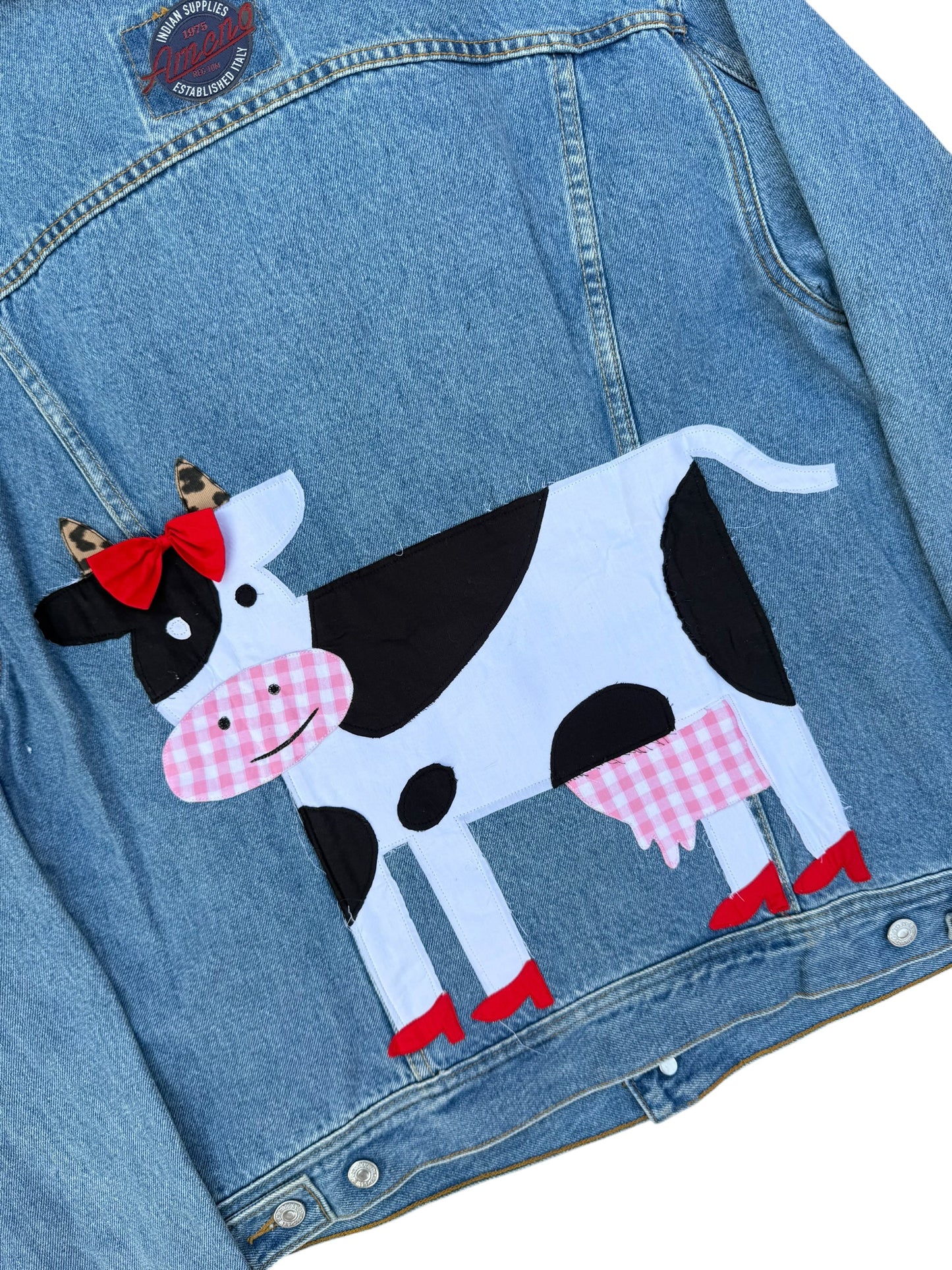 Upcycled Cow Patch Denim Jacket