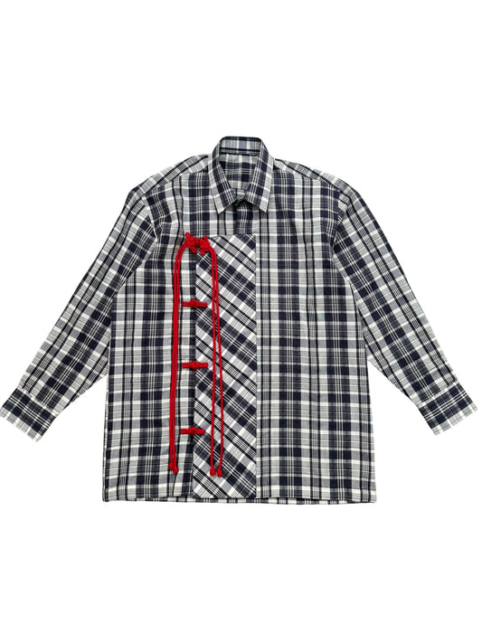 Cheongsam black check 100% Cotton Shirt