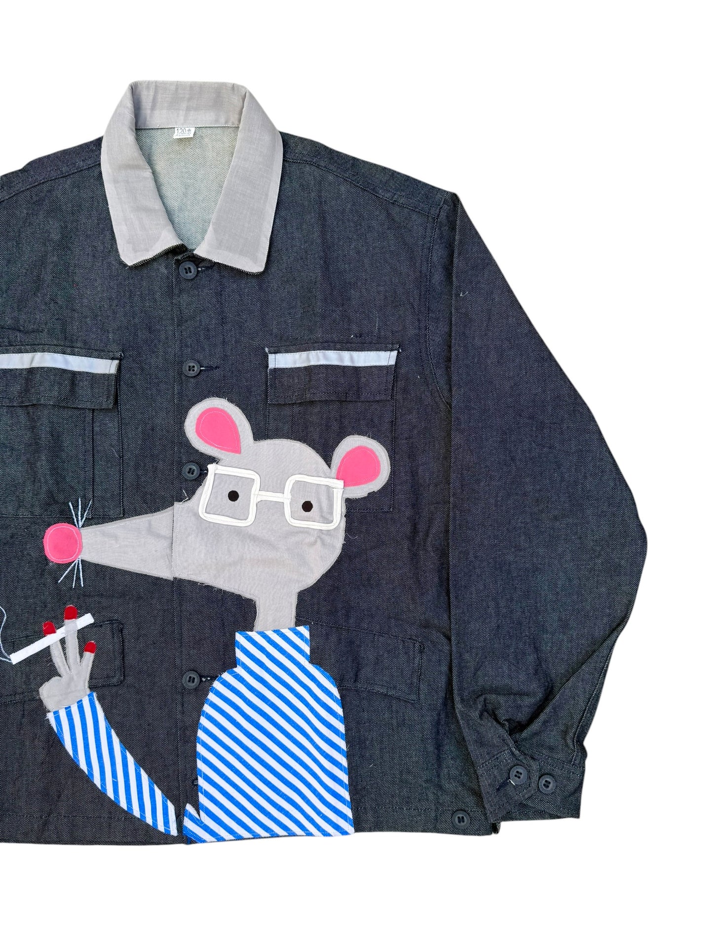 Upcycled Mouse Patch Denim Jacket