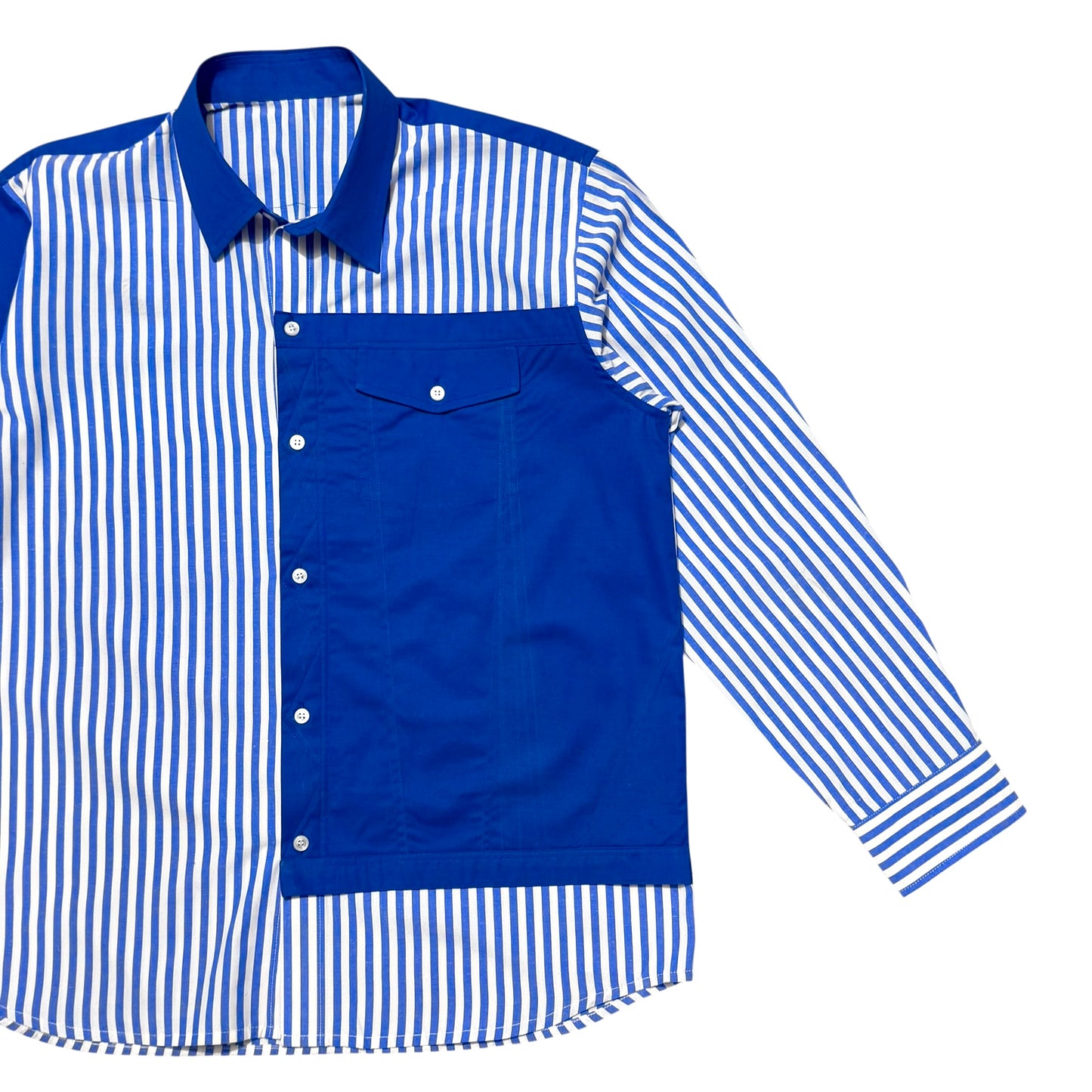 Blue Divided Cotton Shirt