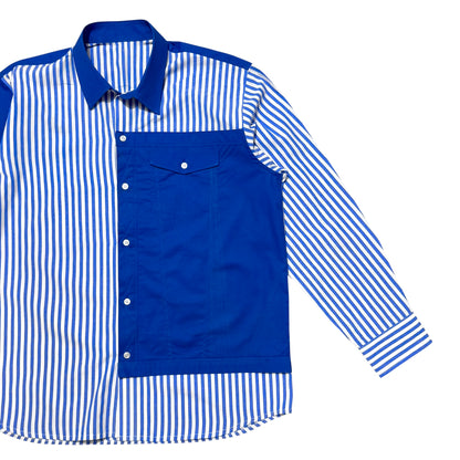 Blue Divided Cotton Shirt