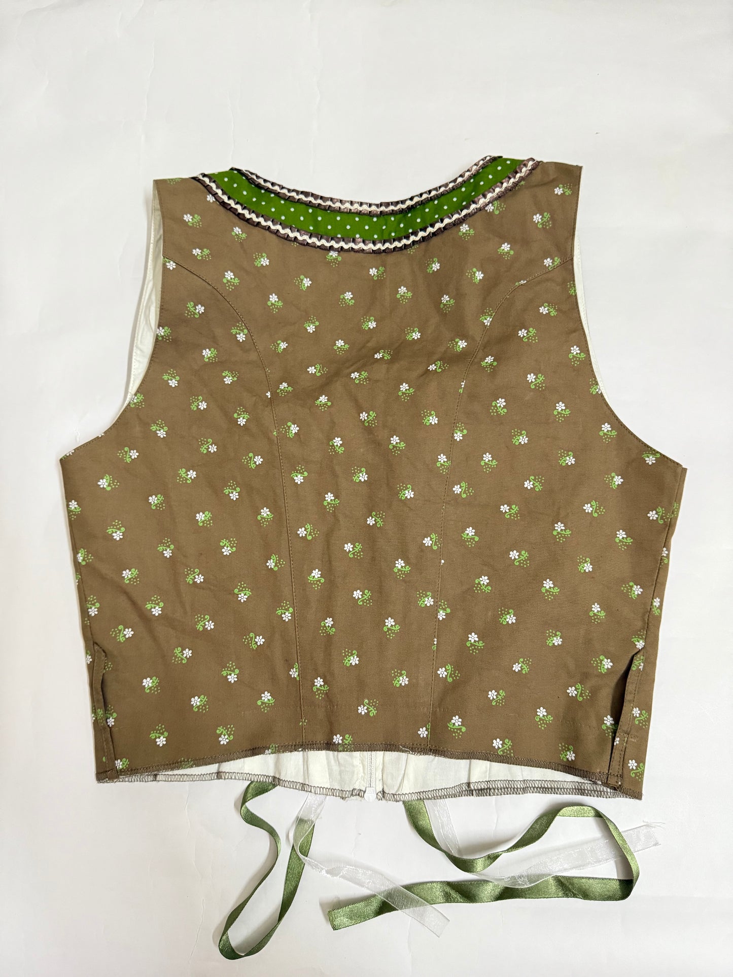 Brown  with bottle Green  Corset Top