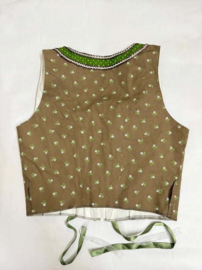Brown  with bottle Green  Corset Top