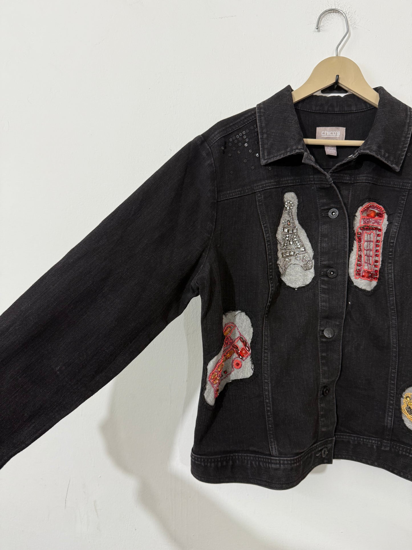 Customised Embroidered Woollen patch Denim Jacket