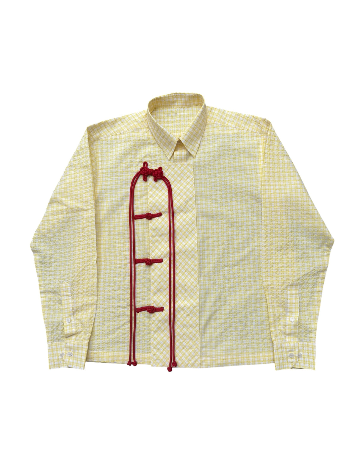 Cheongsam yellow check100% Cotton Shirt