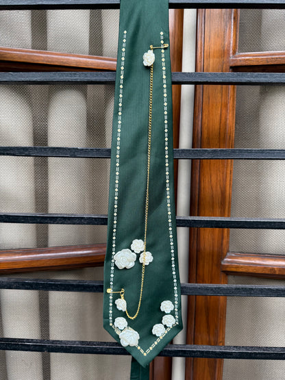 Charm Roses with Golden chain handmade Vintage Silk Tie