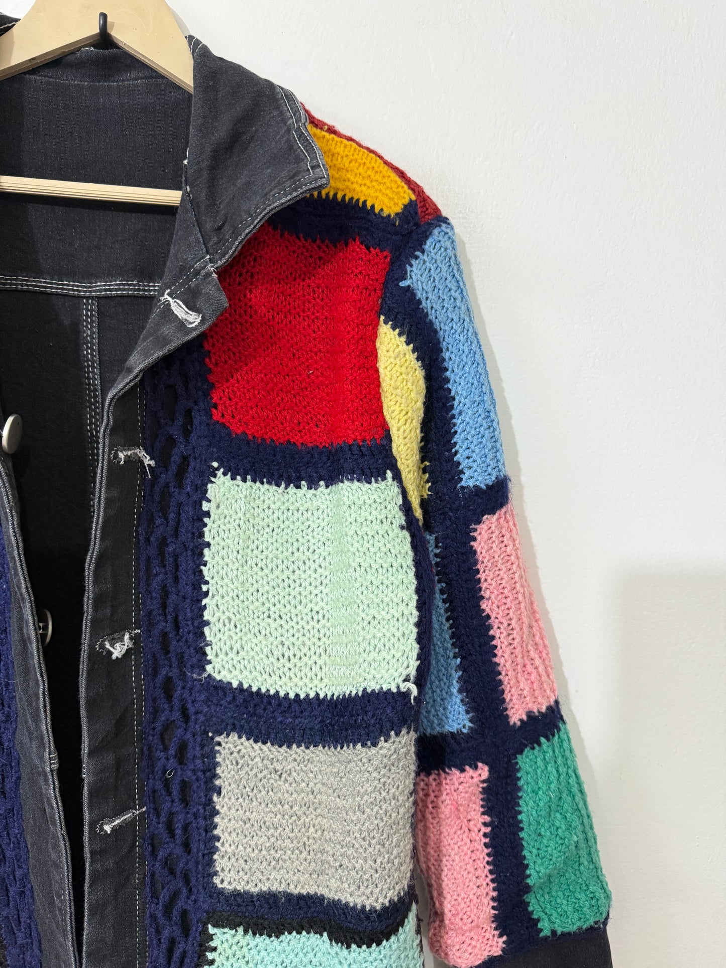 Reversible Denim Crochet Jacket
