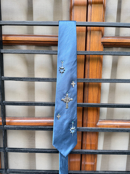 Silver Charm Handmade Vintage Silk Tie