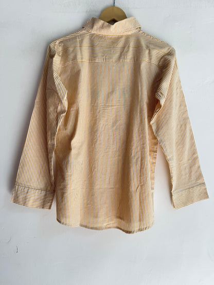 Bow Embroidered Cotton Striped Shirt