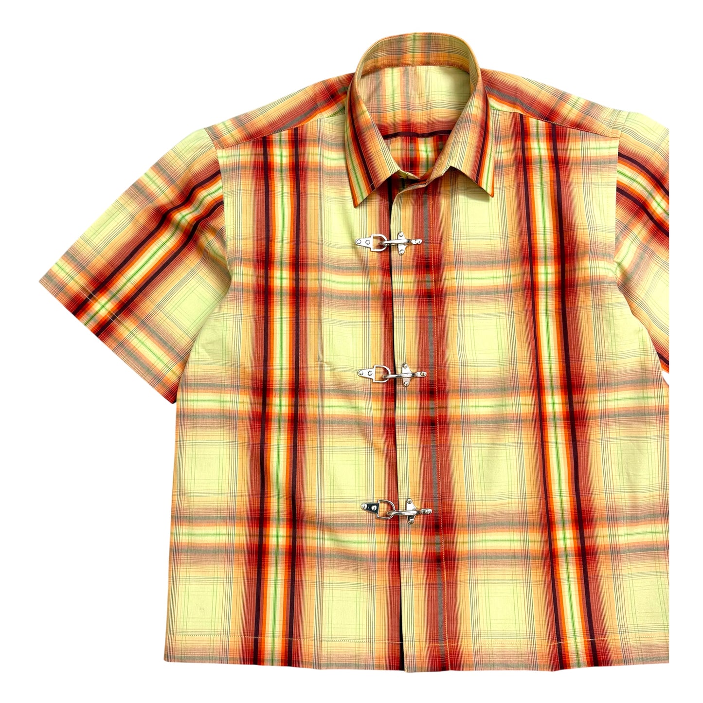 Fireman Clasp Orange Check 100% Cotton Shirt