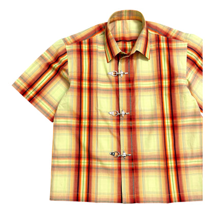 Fireman Clasp Orange Check 100% Cotton Shirt