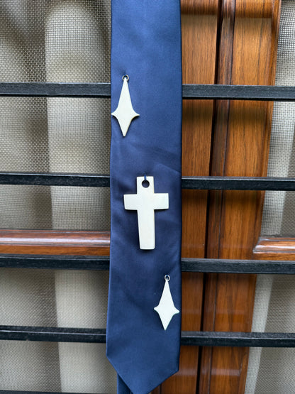 Off-White Cross Charm Handmade Vintage Silk Tie