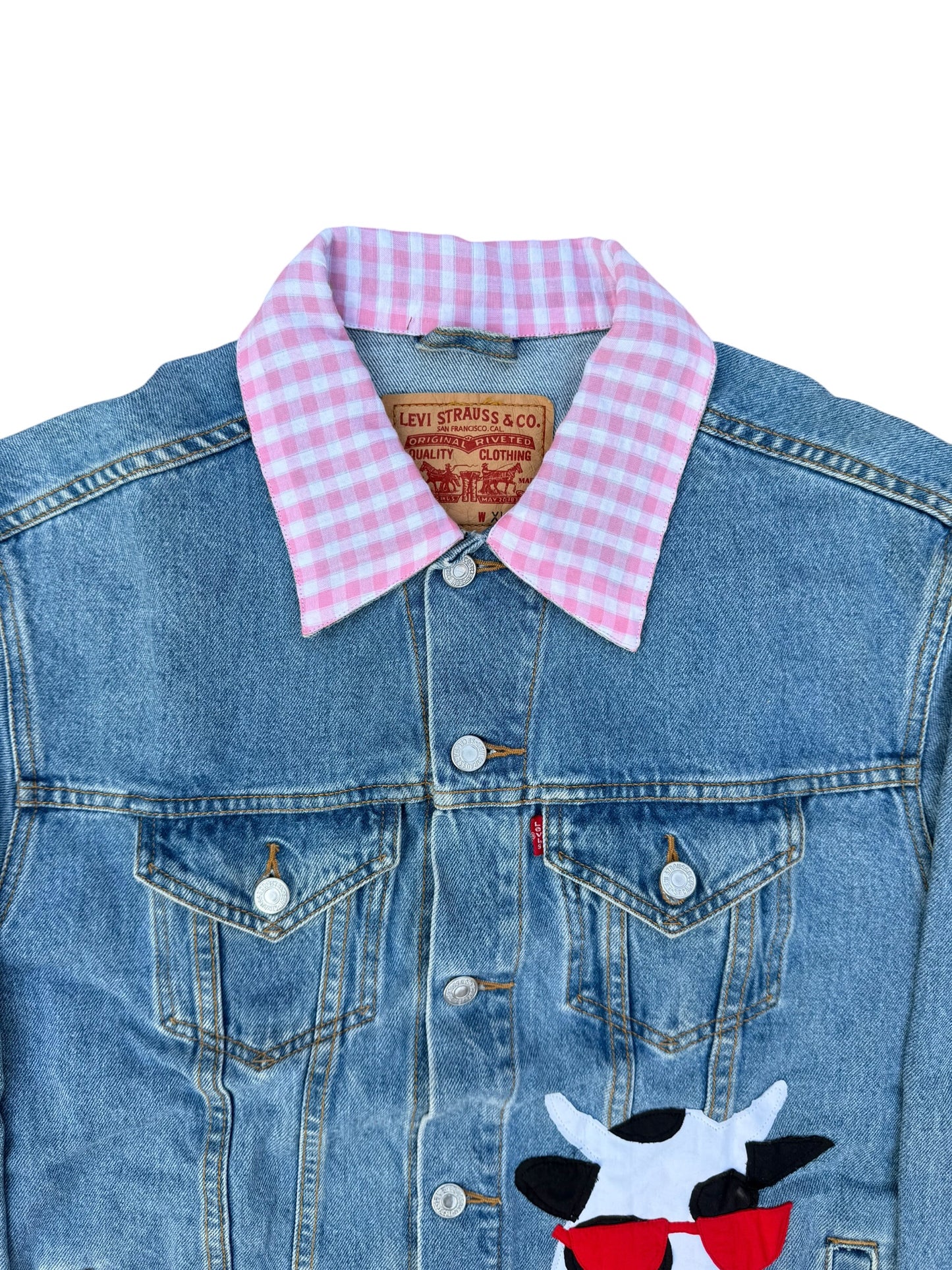 Upcycled Cow Patch Denim Jacket