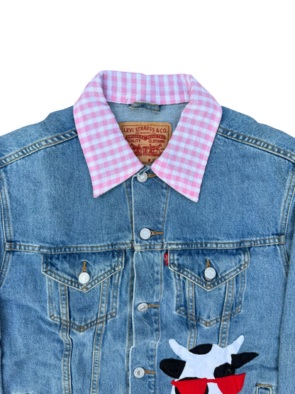 Upcycled Cow Patch Denim Jacket