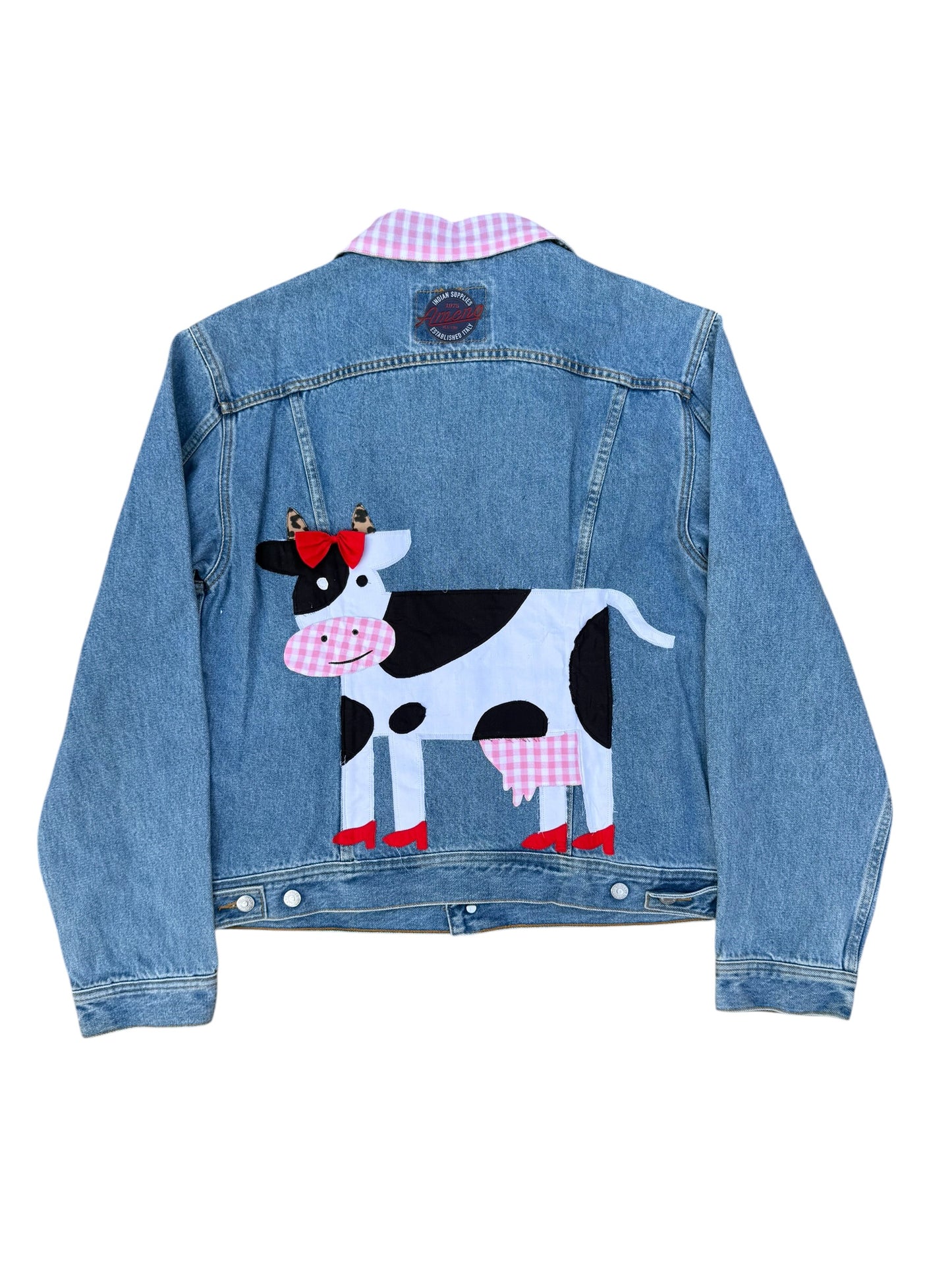 Upcycled Cow Patch Denim Jacket