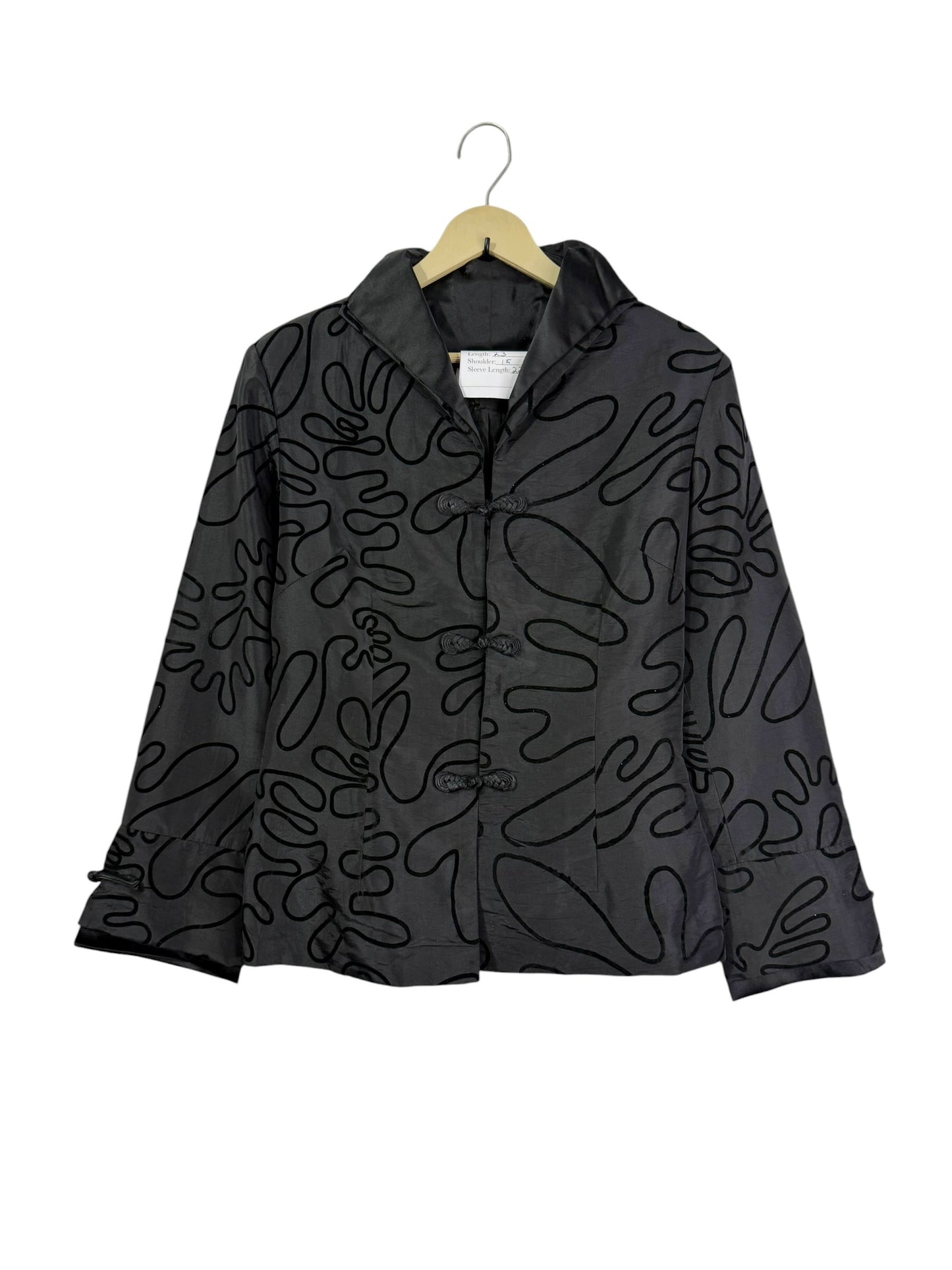 Black Embossed Line Art Embroidered Vintage Jacket