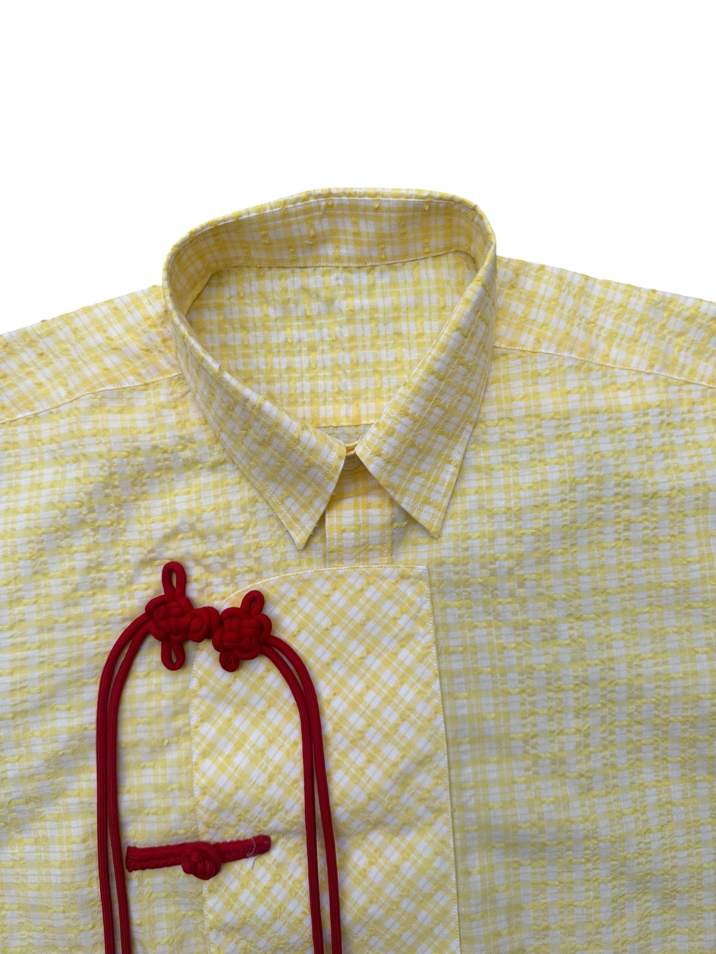 Cheongsam yellow check100% Cotton Shirt