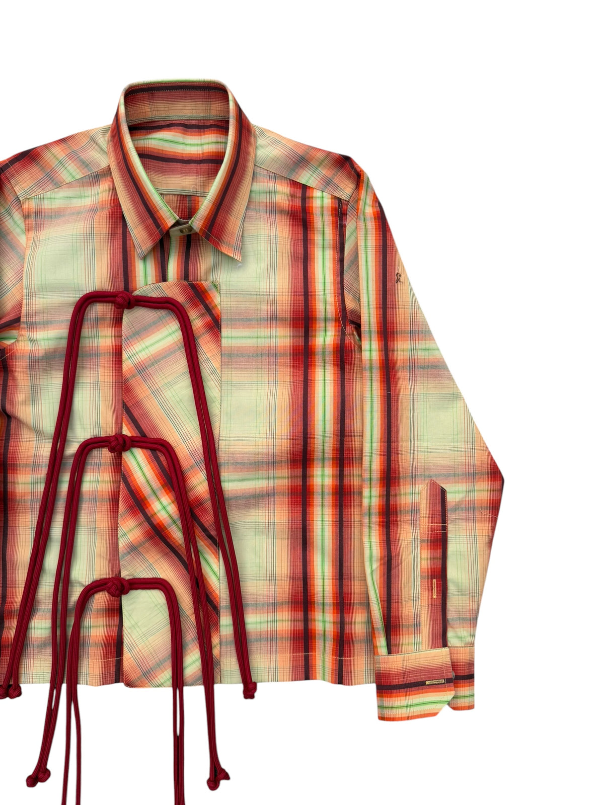 Cheongsam Orange Check 100% Cotton Shirt
