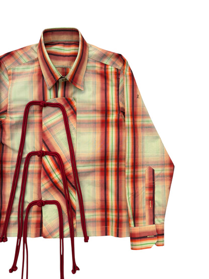 Cheongsam Orange Check 100% Cotton Shirt