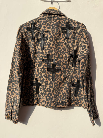 Customised velvet crosses Denim Jacket